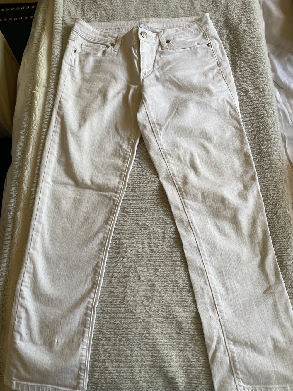 LOFT White Modern Straight-Leg Denim Jeans